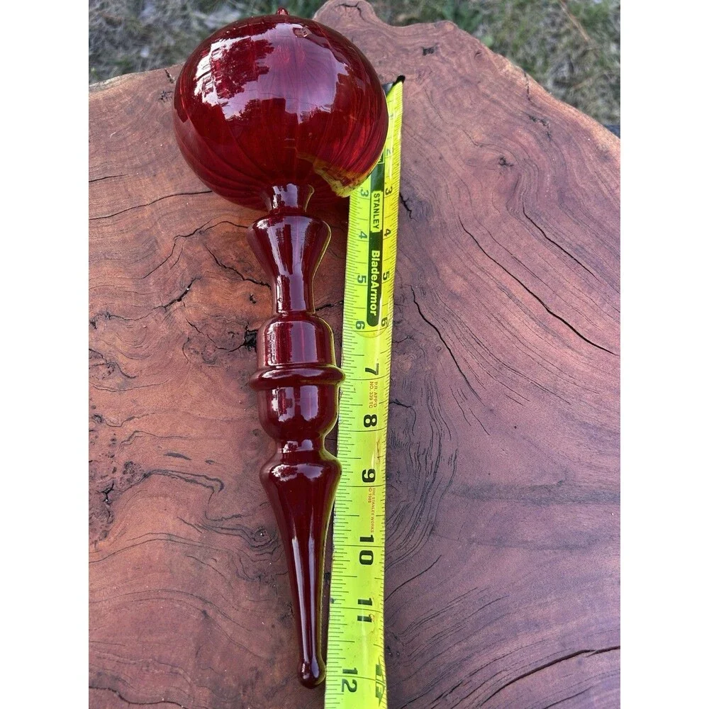 Red Twisted Spire Holiday Christmas Tree Glass Ornament 12